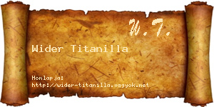 Wider Titanilla névjegykártya